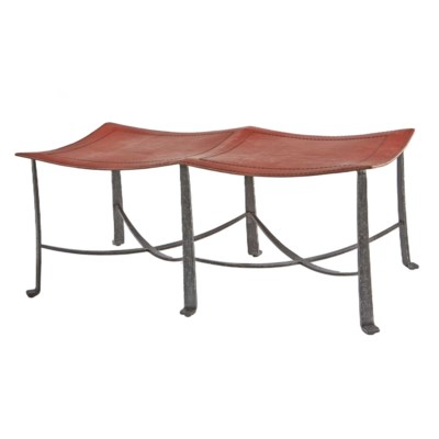 Klismos Wrought Iron Bench-Black Finish